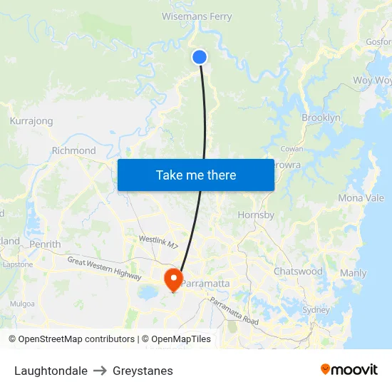 Laughtondale to Greystanes map