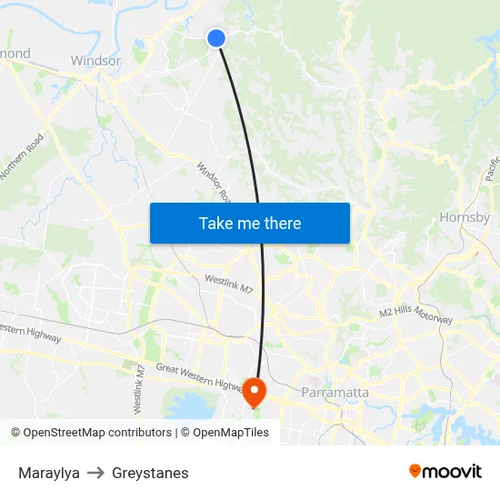 Maraylya to Greystanes map
