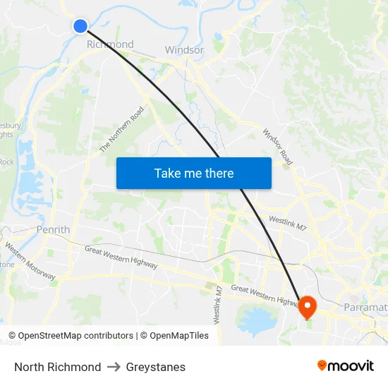 North Richmond to Greystanes map