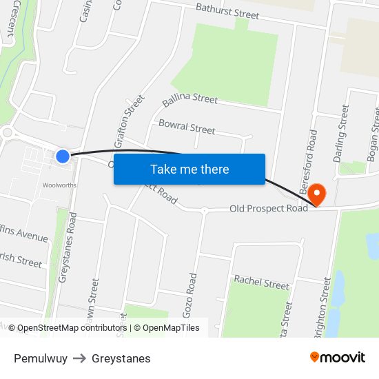 Pemulwuy to Greystanes map