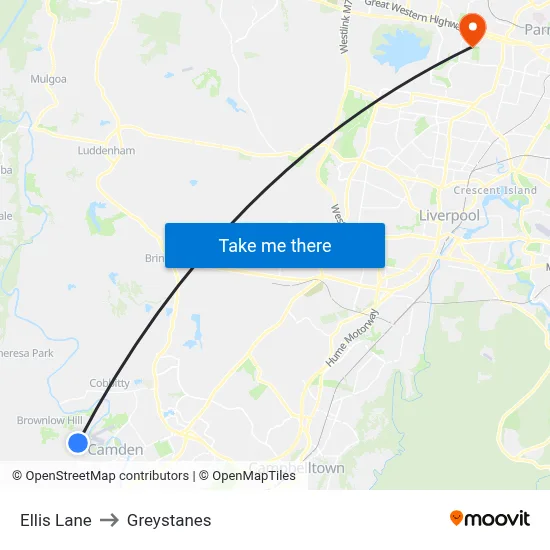 Ellis Lane to Greystanes map