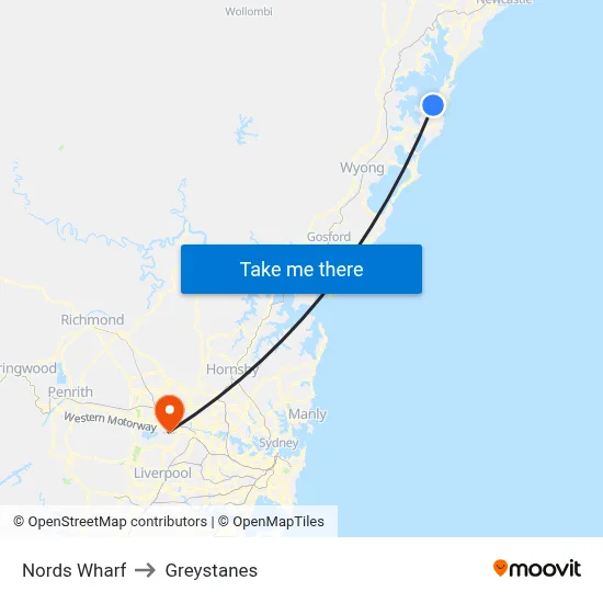 Nords Wharf to Greystanes map