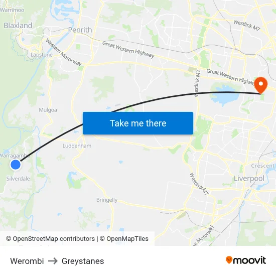 Werombi to Greystanes map
