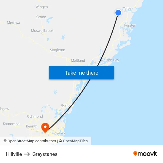 Hillville to Greystanes map