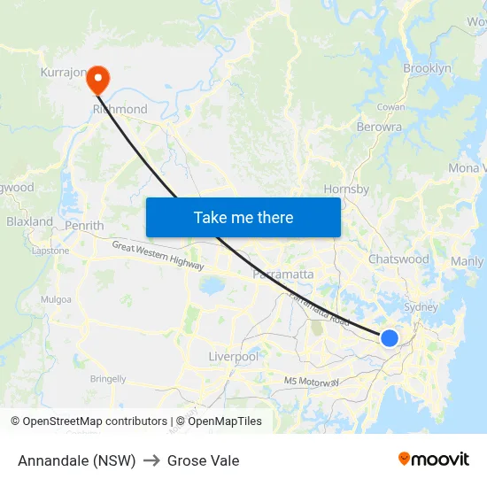 Annandale (NSW) to Grose Vale map
