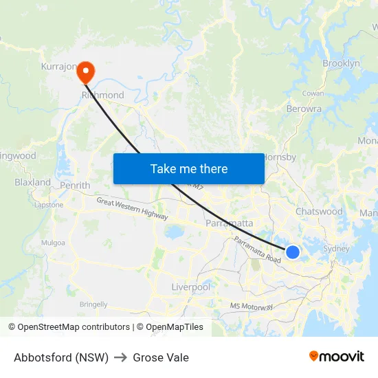 Abbotsford (NSW) to Grose Vale map