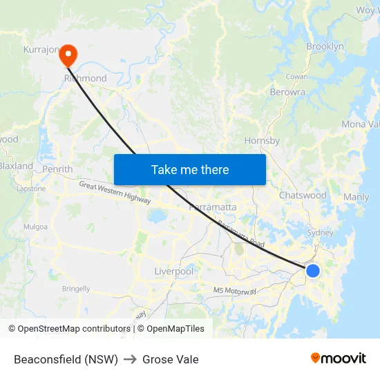 Beaconsfield (NSW) to Grose Vale map
