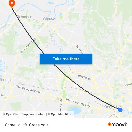 Camellia to Grose Vale map