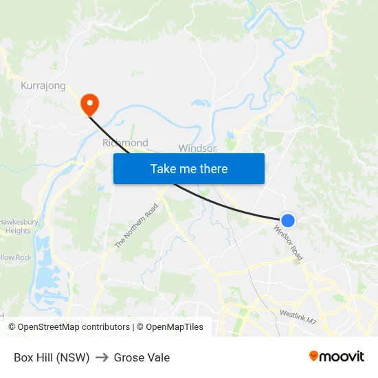 Box Hill (NSW) to Grose Vale map