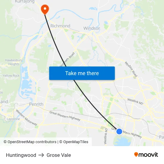 Huntingwood to Grose Vale map