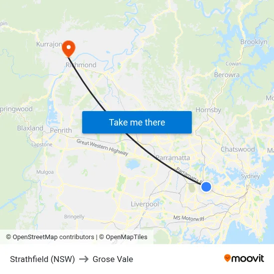 Strathfield (NSW) to Grose Vale map