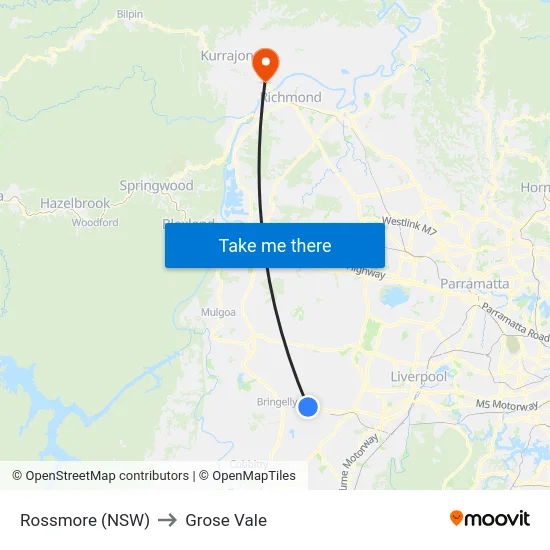 Rossmore (NSW) to Grose Vale map