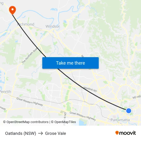 Oatlands (NSW) to Grose Vale map