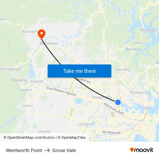Wentworth Point to Grose Vale map