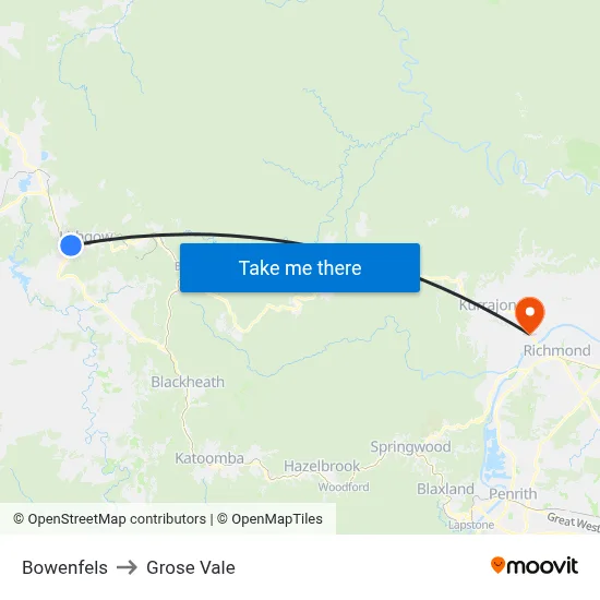 Bowenfels to Grose Vale map