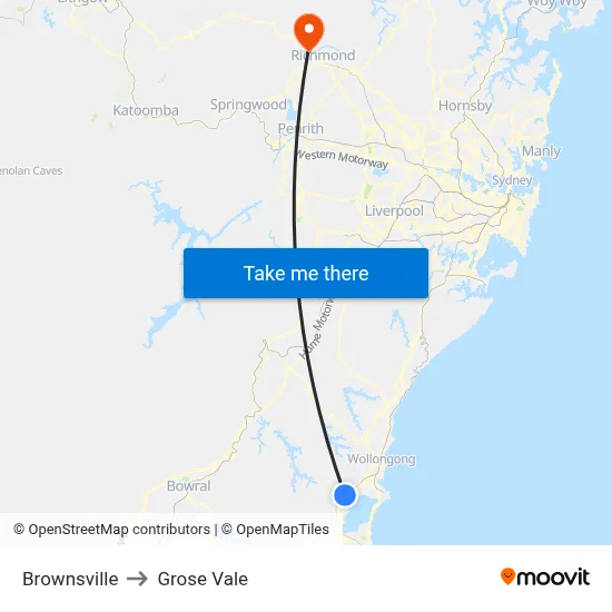Brownsville to Grose Vale map