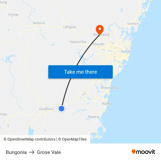 Bungonia to Grose Vale map