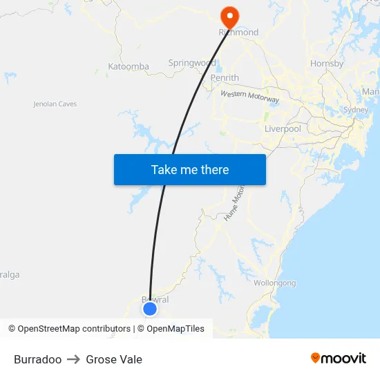 Burradoo to Grose Vale map