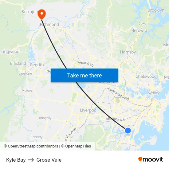 Kyle Bay to Grose Vale map