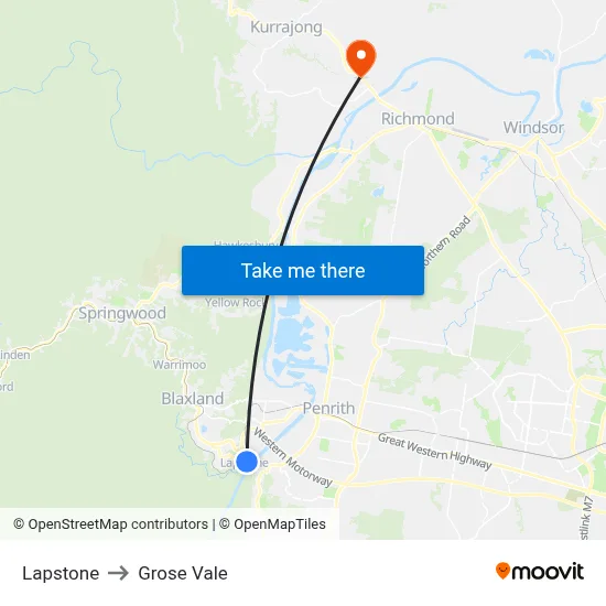 Lapstone to Grose Vale map