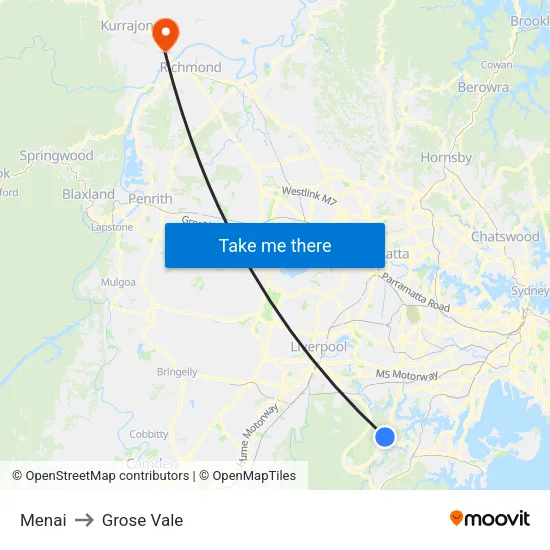 Menai to Grose Vale map