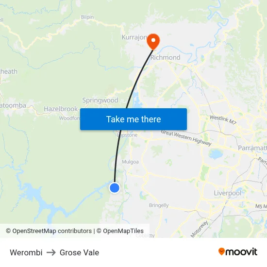 Werombi to Grose Vale map