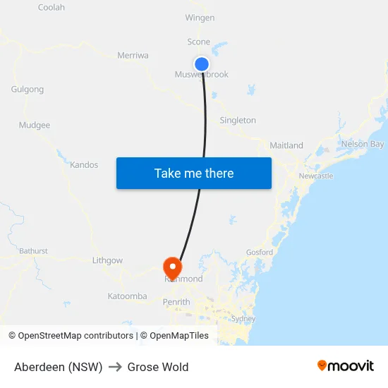 Aberdeen (NSW) to Grose Wold map