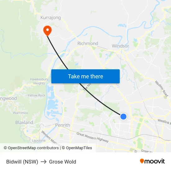 Bidwill (NSW) to Grose Wold map