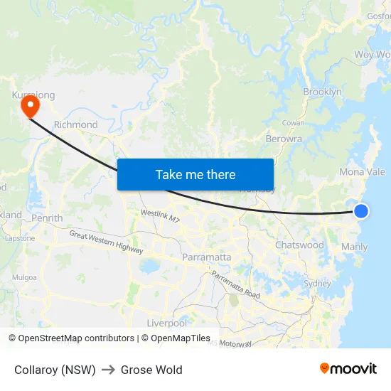 Collaroy (NSW) to Grose Wold map