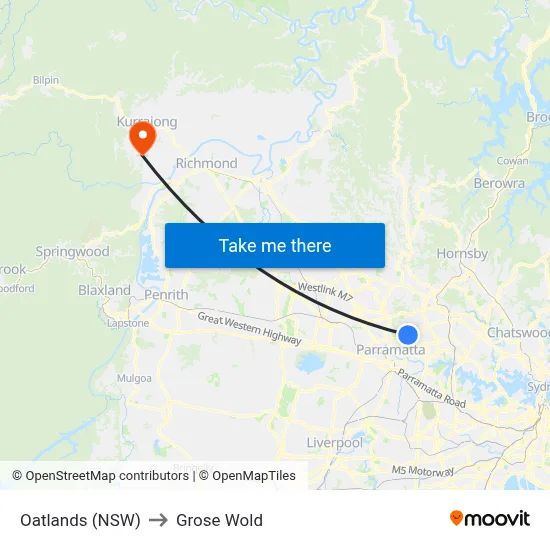 Oatlands (NSW) to Grose Wold map