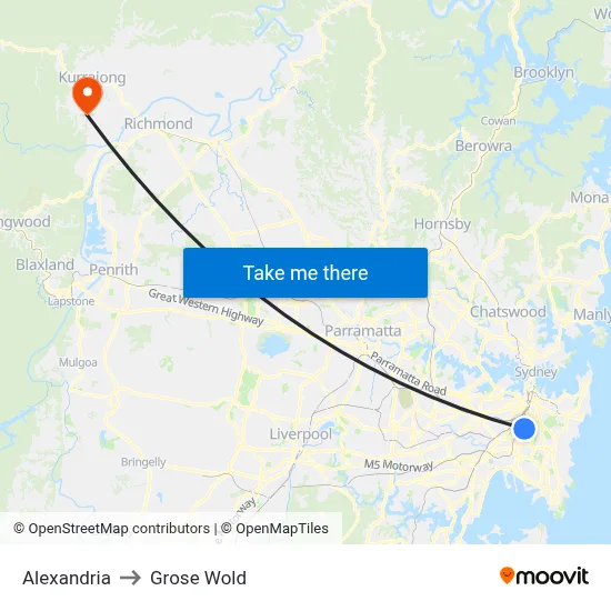Alexandria to Grose Wold map