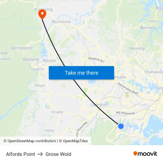 Alfords Point to Grose Wold map