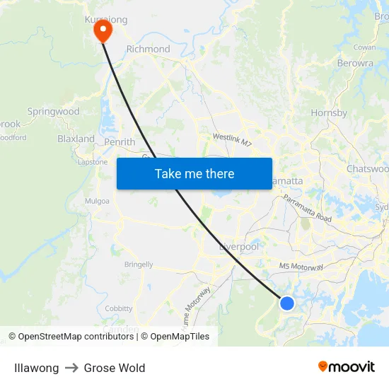 Illawong to Grose Wold map
