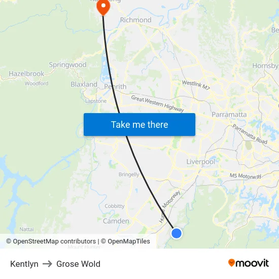 Kentlyn to Grose Wold map