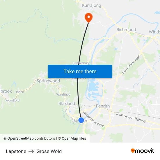 Lapstone to Grose Wold map