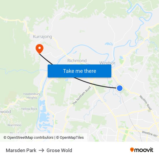 Marsden Park to Grose Wold map