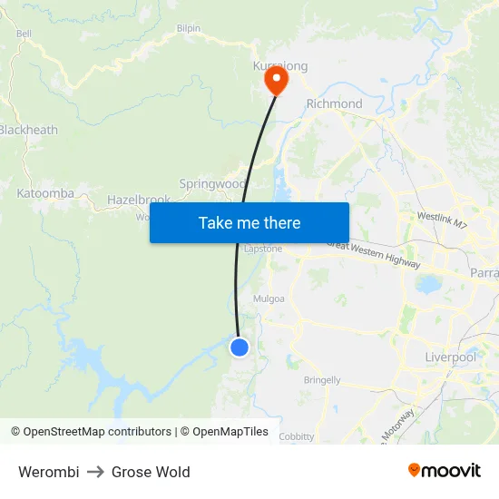 Werombi to Grose Wold map