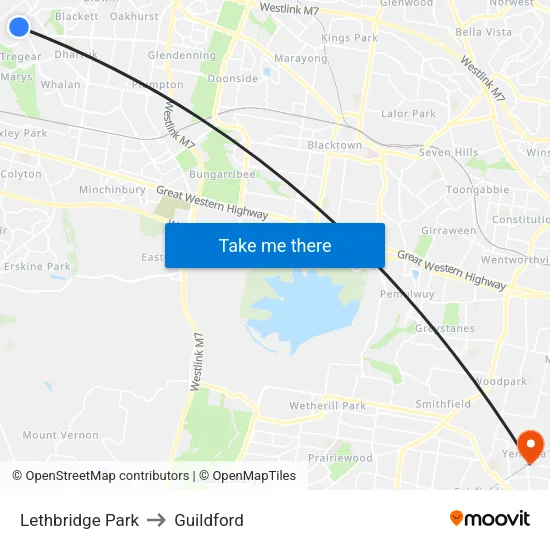 Lethbridge Park to Guildford map