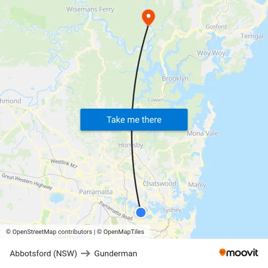 Abbotsford (NSW) to Gunderman map