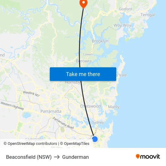 Beaconsfield (NSW) to Gunderman map
