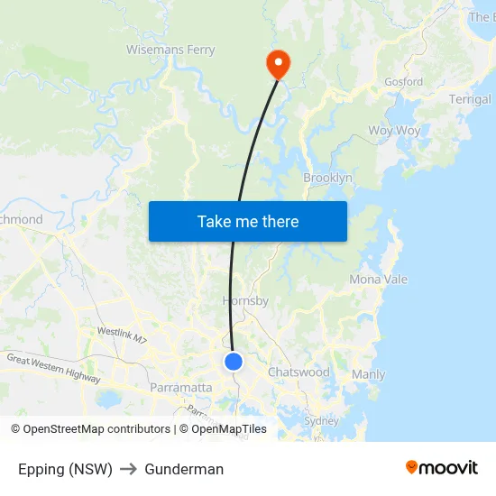 Epping (NSW) to Gunderman map