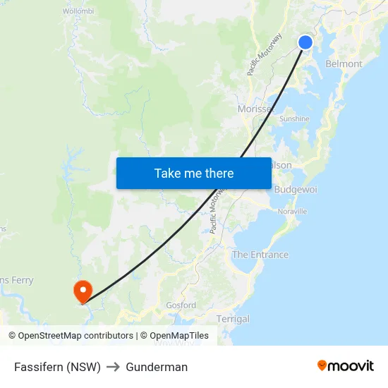 Fassifern (NSW) to Gunderman map