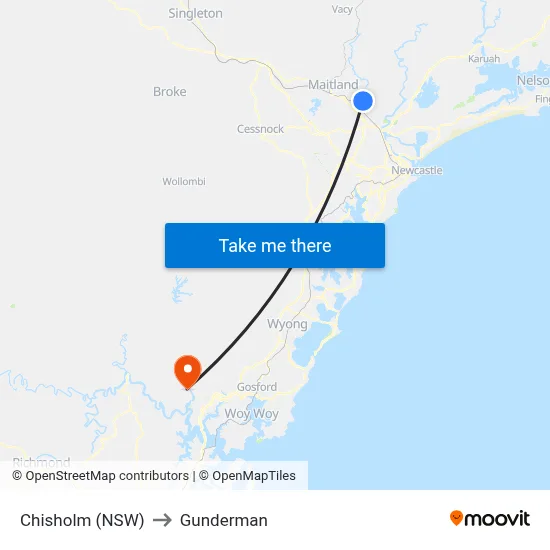 Chisholm (NSW) to Gunderman map