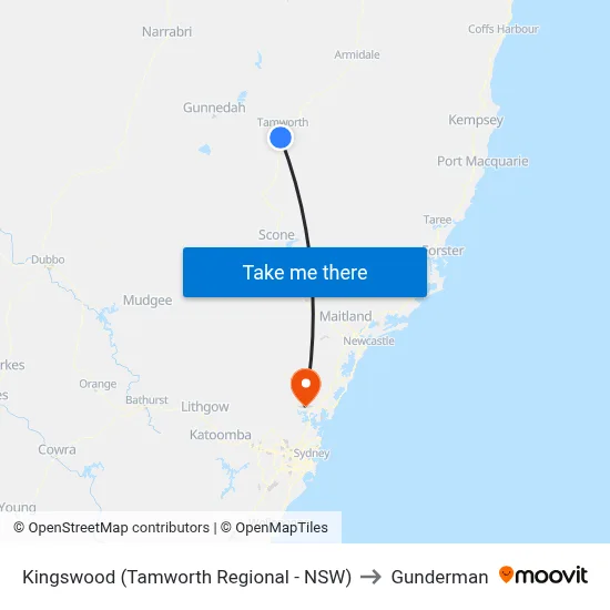 Kingswood (Tamworth Regional - NSW) to Gunderman map
