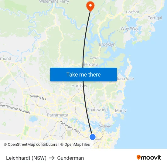 Leichhardt (NSW) to Gunderman map