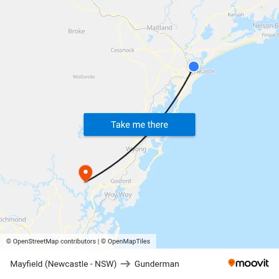 Mayfield (Newcastle - NSW) to Gunderman map