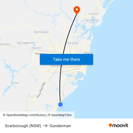 Scarborough (NSW) to Gunderman map