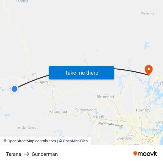 Tarana to Gunderman map