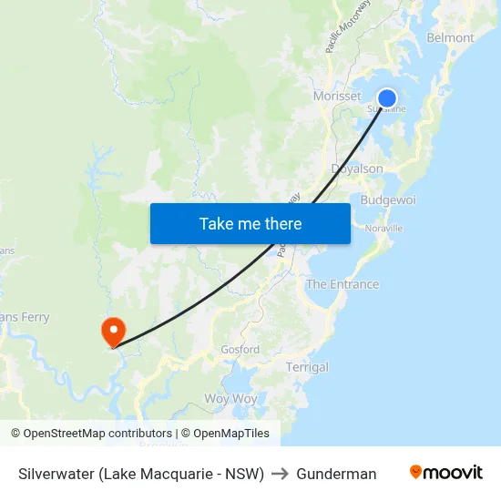 Silverwater (Lake Macquarie - NSW) to Gunderman map
