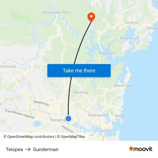 Telopea to Gunderman map